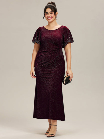 ever FATE| Plus Size Sequin Flutter Sleeve Formal Dress