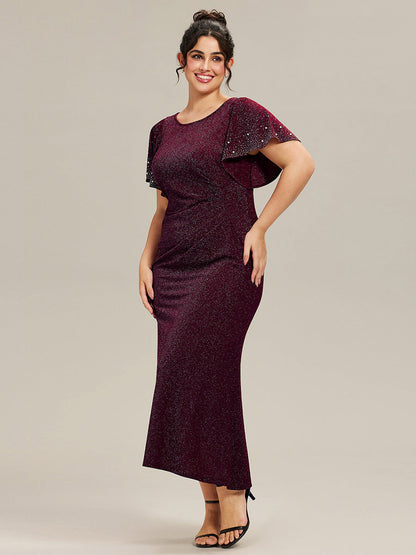 ever FATE| Plus Size Sequin Flutter Sleeve Formal Dress