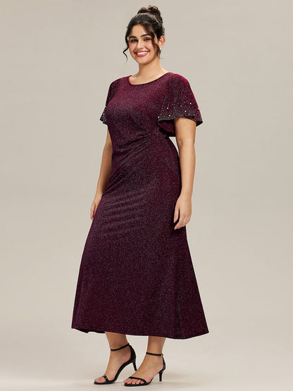 ever FATE| Plus Size Sequin Flutter Sleeve Formal Dress