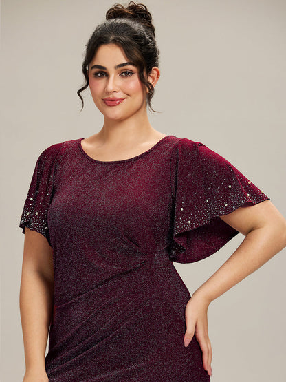 ever FATE| Plus Size Sequin Flutter Sleeve Formal Dress