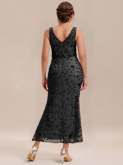 pretty JUNIPER| Plus Size Knotted Sequin Formal Evening Dress