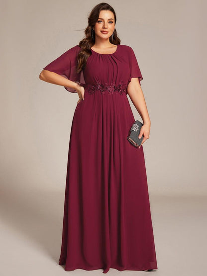 pretty ASPYN|Plus Size Pleated Waist Applique Maxi Bridesmaid Dress