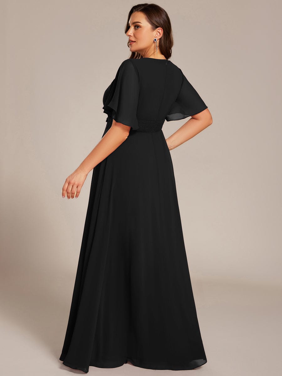 pretty ASPYN|Plus Size Pleated Waist Applique Chiffon Maxi Formal Dress