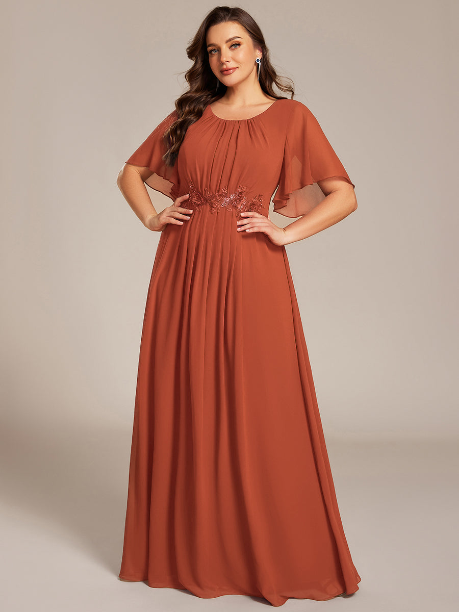 pretty ASPYN|Plus Size Pleated Waist Applique Maxi Bridesmaid Dress