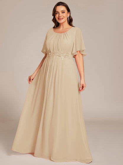 pretty ASPYN|Plus Size Pleated Waist Applique Maxi Bridesmaid Dress