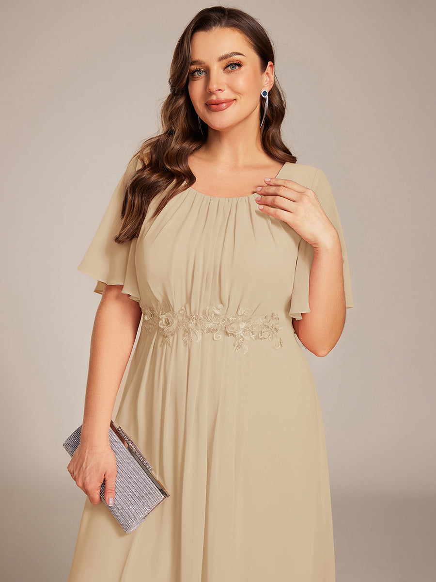 pretty ASPYN|Plus Size Pleated Waist Applique Maxi Bridesmaid Dress