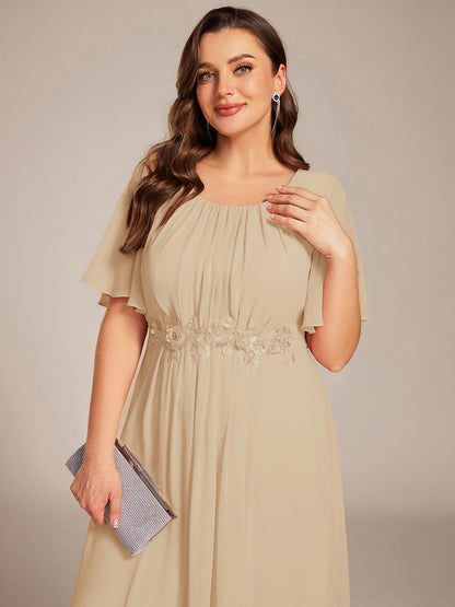 pretty ASPYN|Plus Size Pleated Waist Applique Maxi Bridesmaid Dress
