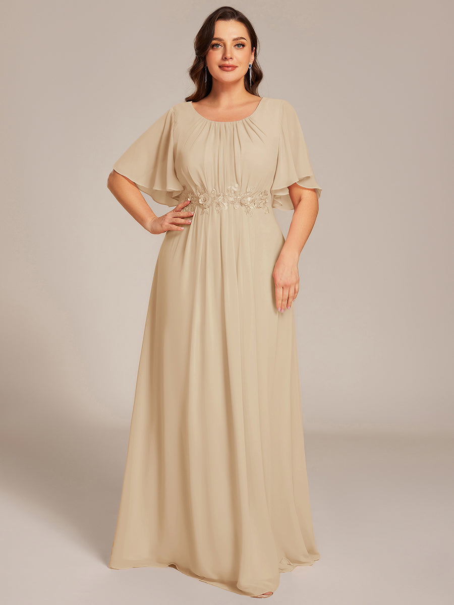 pretty ASPYN|Plus Size Pleated Waist Applique Maxi Bridesmaid Dress