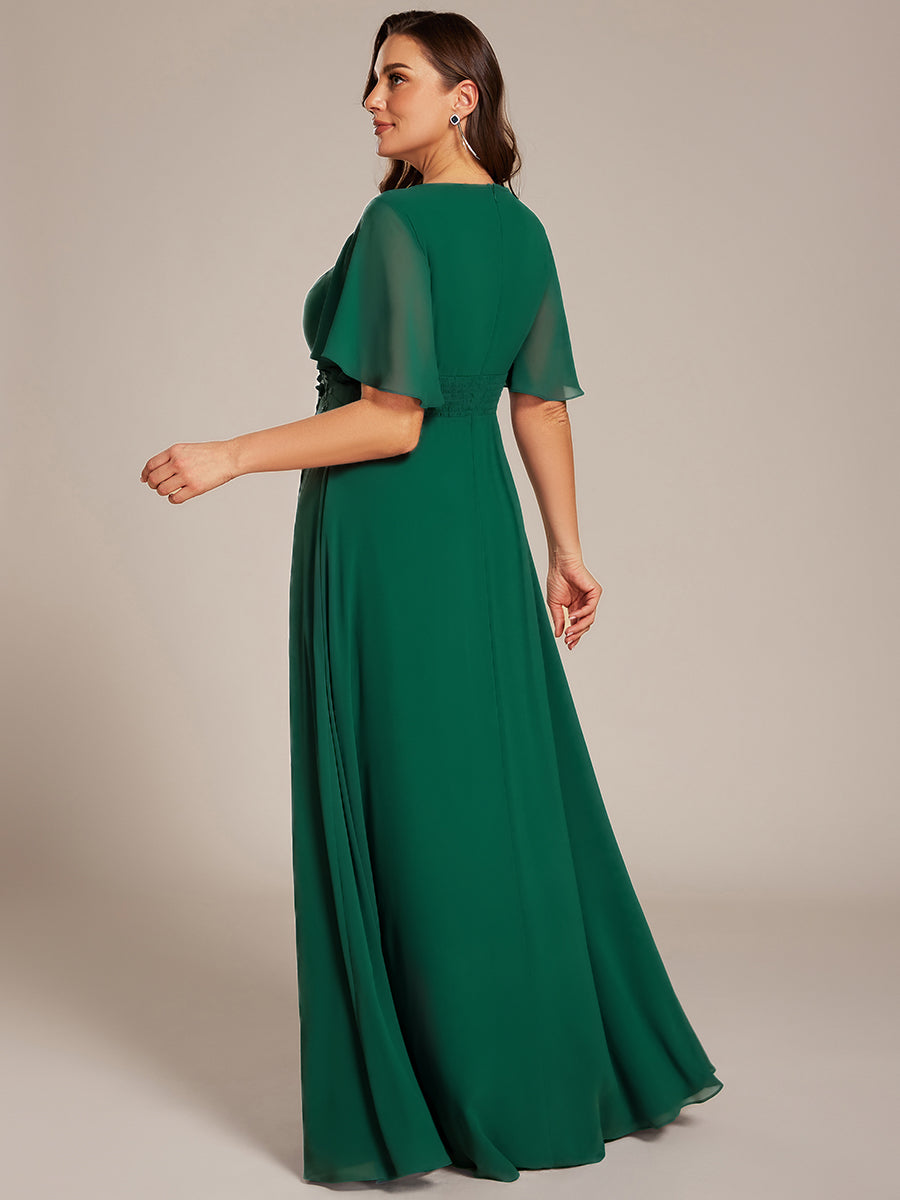 pretty ASPYN|Plus Size Pleated Waist Applique Chiffon Maxi Formal Dress