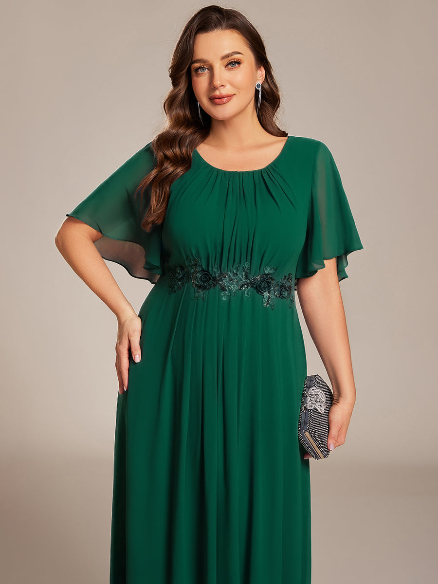 pretty ASPYN|Plus Size Pleated Waist Applique Maxi Bridesmaid Dress