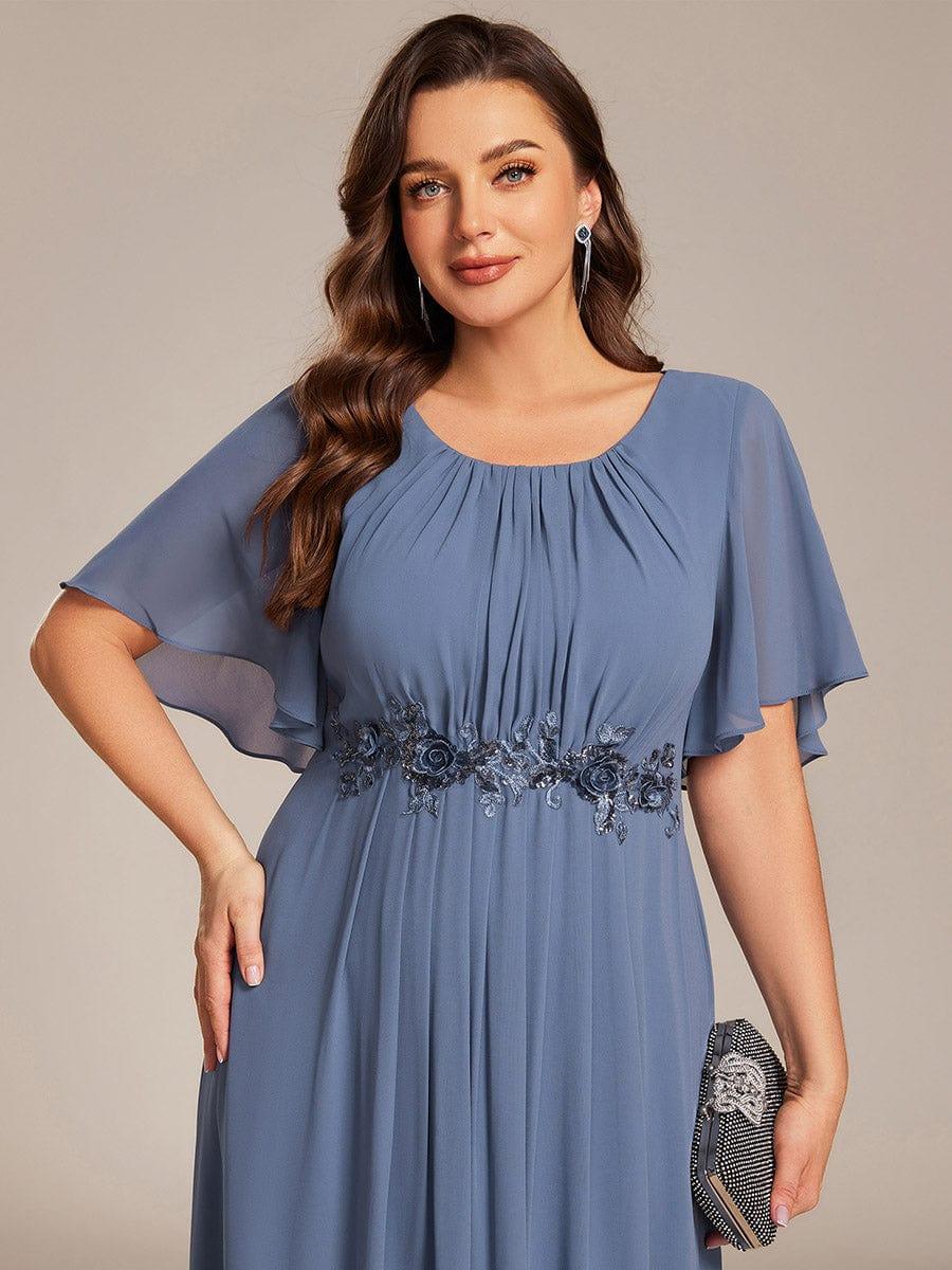 pretty ASPYN|Plus Size Pleated Waist Applique Chiffon Maxi Formal Dress