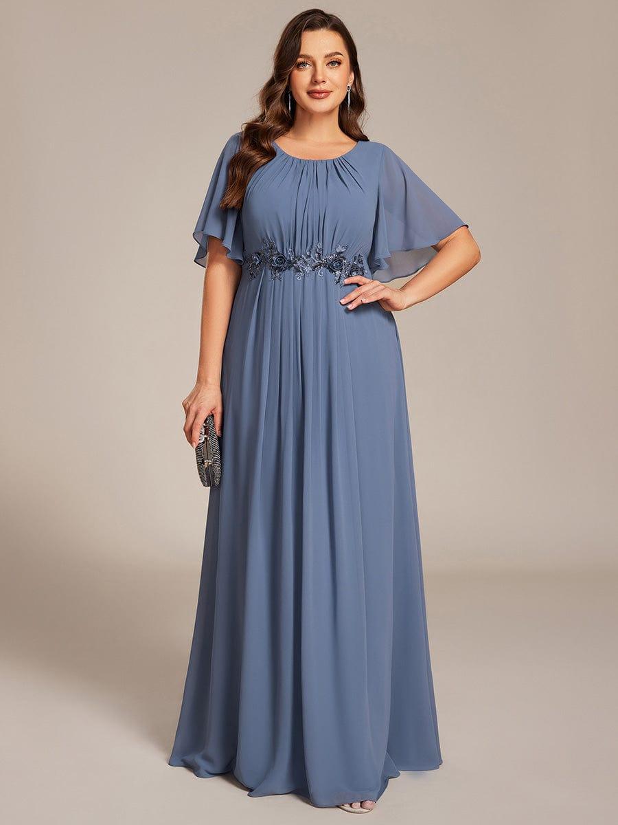 pretty ASPYN|Plus Size Pleated Waist Applique Chiffon Maxi Formal Dress