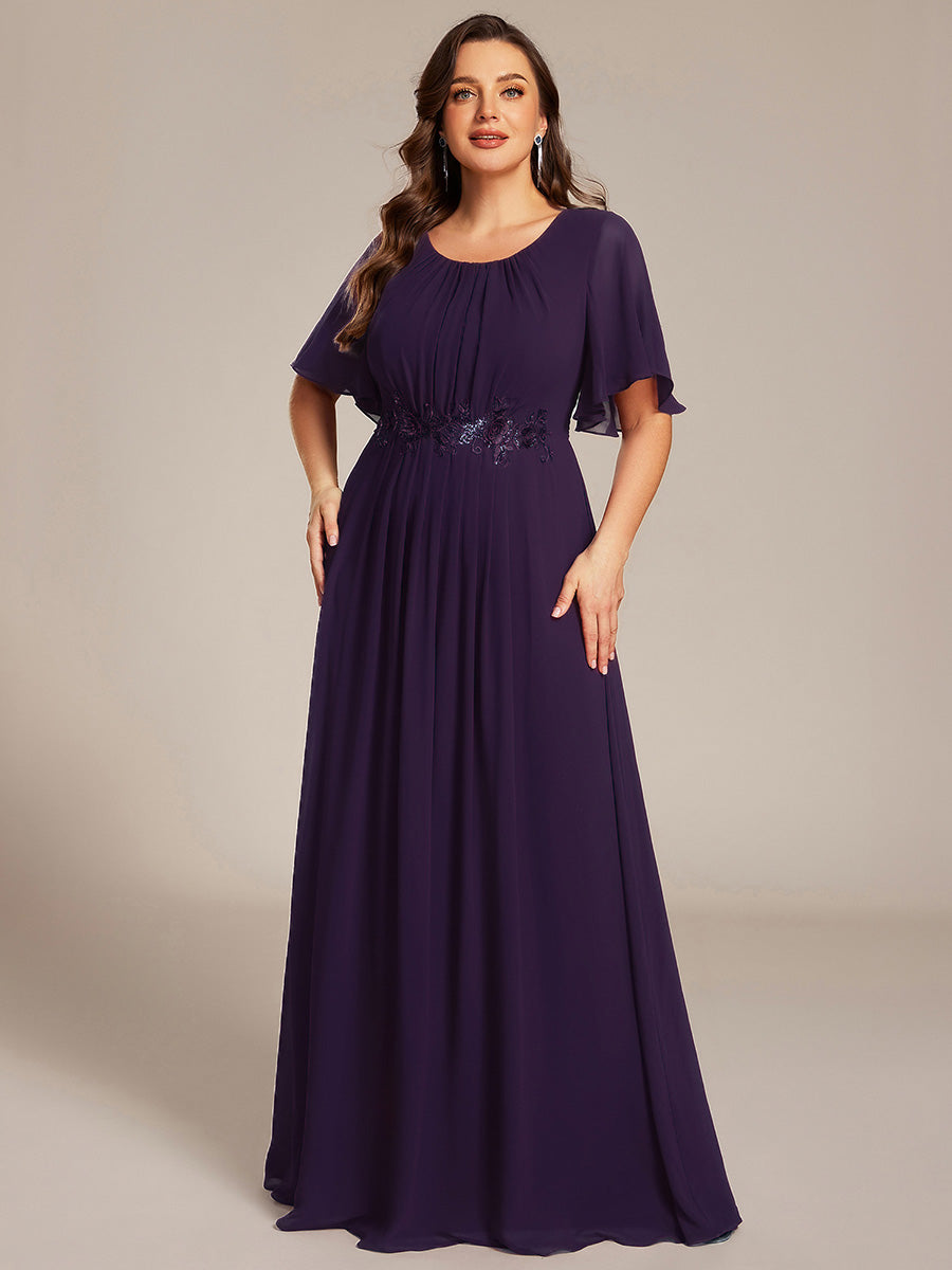 pretty ASPYN|Plus Size Pleated Waist Applique Chiffon Maxi Formal Dress