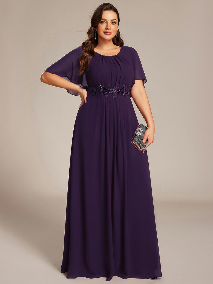 pretty ASPYN|Plus Size Pleated Waist Applique Maxi Bridesmaid Dress