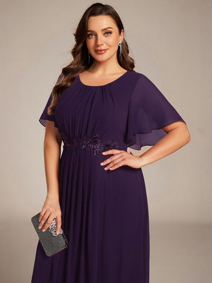 pretty ASPYN|Plus Size Pleated Waist Applique Maxi Bridesmaid Dress