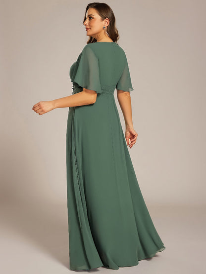 pretty ASPYN|Plus Size Pleated Waist Applique Maxi Bridesmaid Dress