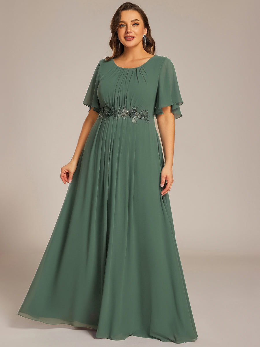 pretty ASPYN|Plus Size Pleated Waist Applique Maxi Bridesmaid Dress