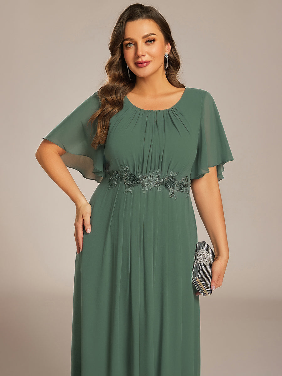pretty ASPYN|Plus Size Pleated Waist Applique Maxi Bridesmaid Dress