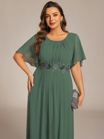 pretty ASPYN|Plus Size Pleated Waist Applique Maxi Bridesmaid Dress