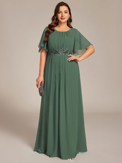 pretty ASPYN|Plus Size Pleated Waist Applique Maxi Bridesmaid Dress