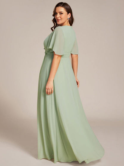 pretty ASPYN|Plus Size Pleated Waist Applique Chiffon Maxi Formal Dress
