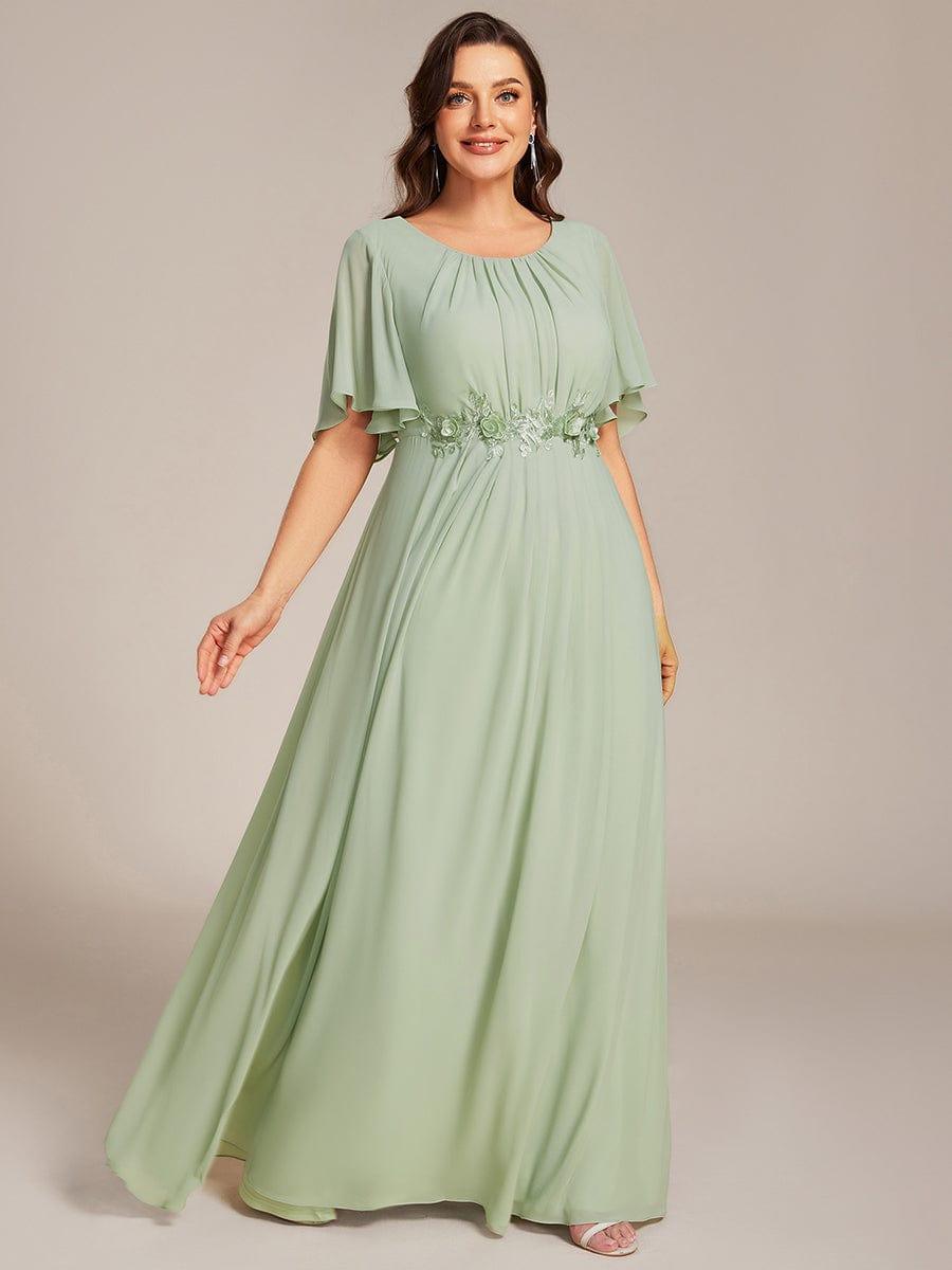 pretty ASPYN|Plus Size Pleated Waist Applique Maxi Bridesmaid Dress