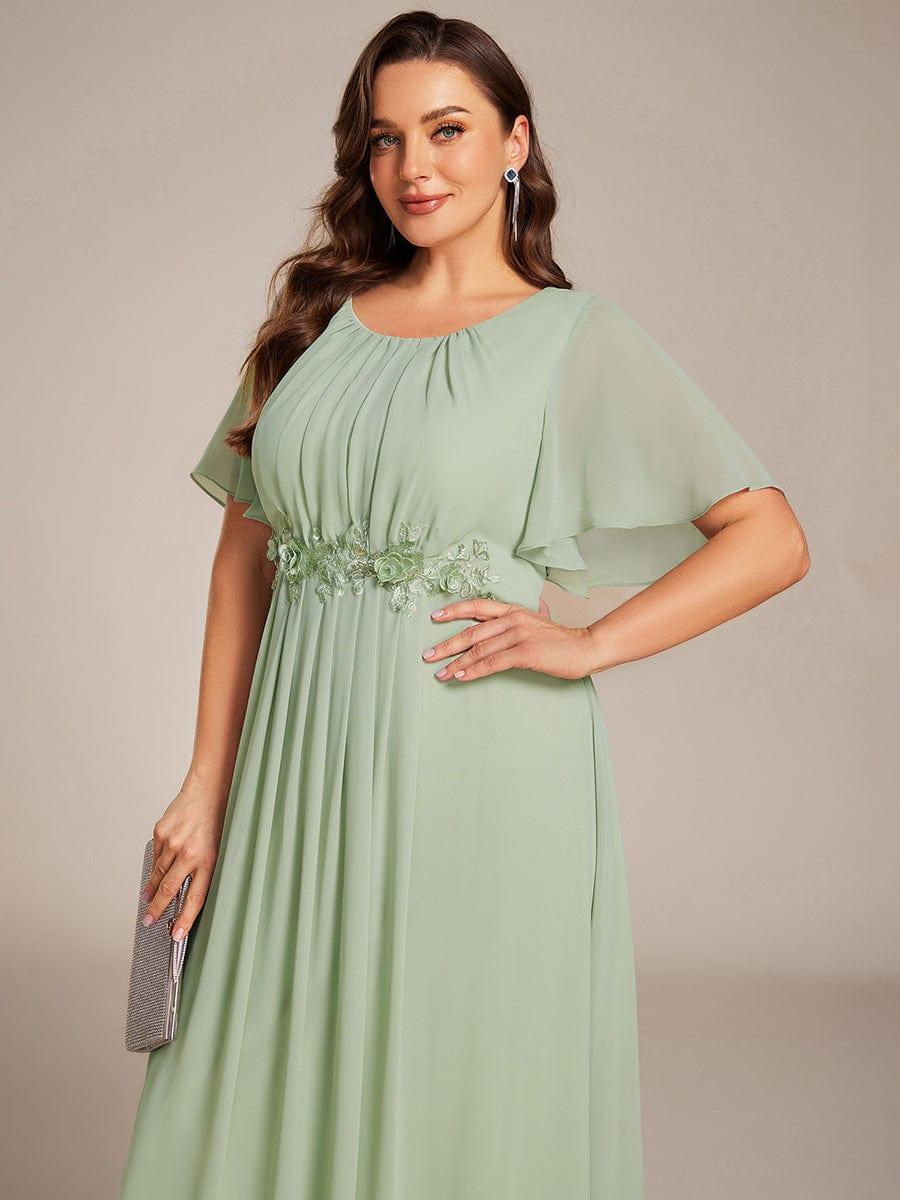 pretty ASPYN|Plus Size Pleated Waist Applique Maxi Bridesmaid Dress