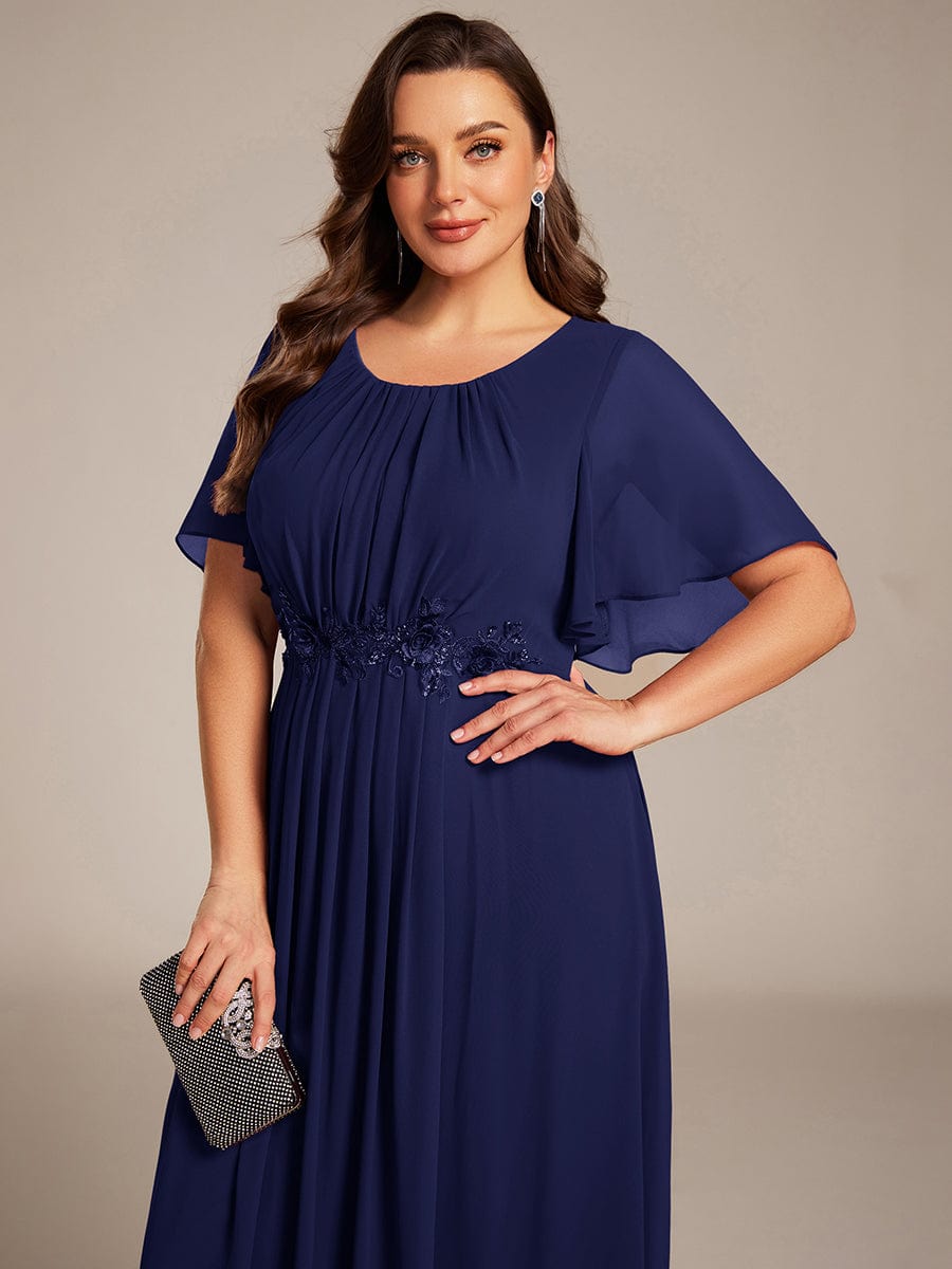 pretty ASPYN|Plus Size Pleated Waist Applique Chiffon Maxi Formal Dress
