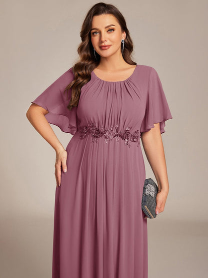 pretty ASPYN|Plus Size Pleated Waist Applique Maxi Bridesmaid Dress