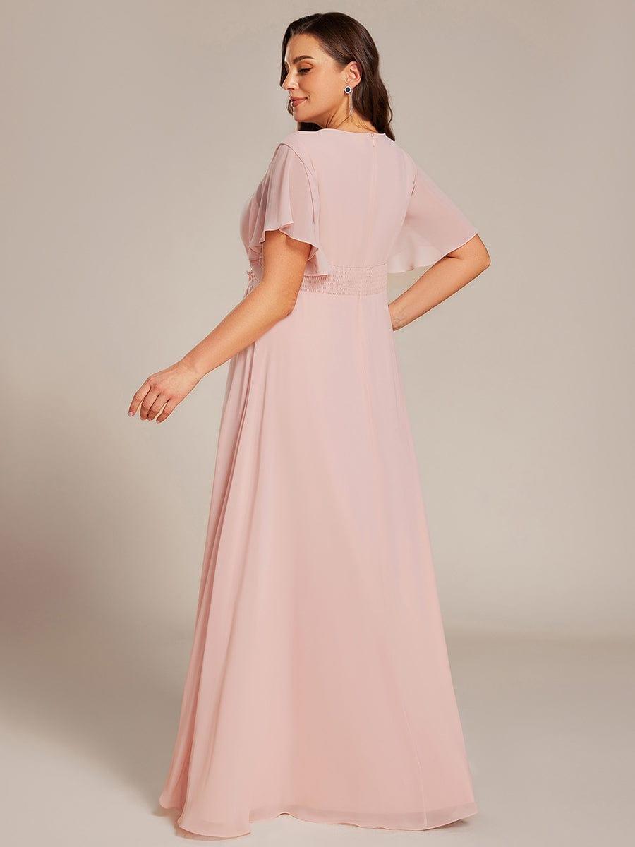 pretty ASPYN|Plus Size Pleated Waist Applique Chiffon Maxi Formal Dress