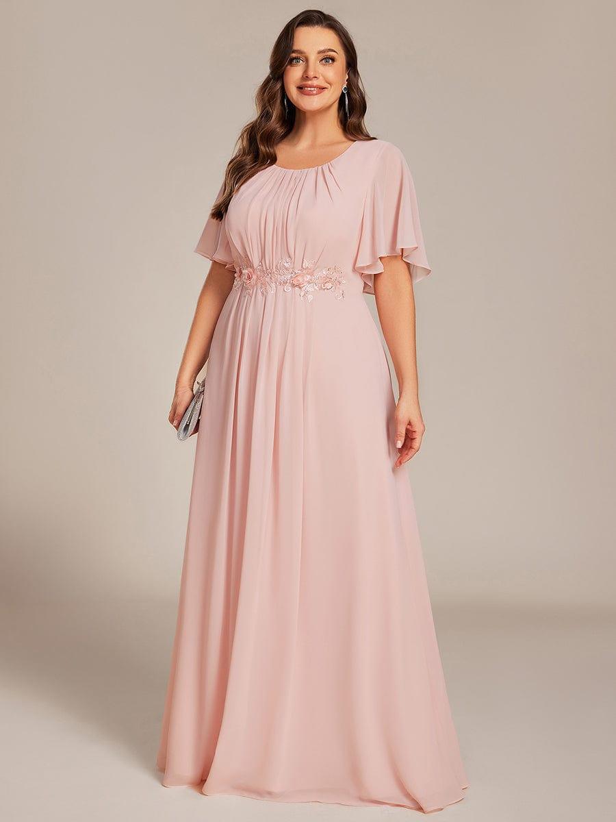 pretty ASPYN|Plus Size Pleated Waist Applique Maxi Bridesmaid Dress
