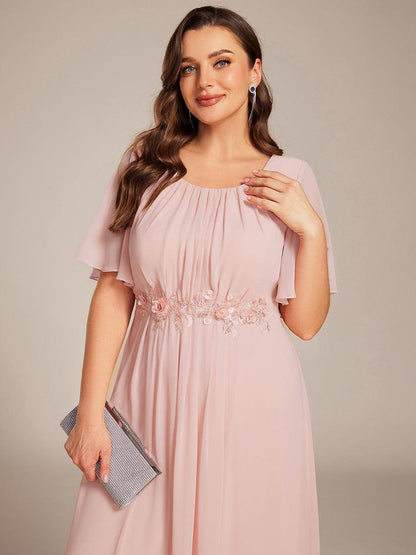 pretty ASPYN|Plus Size Pleated Waist Applique Maxi Bridesmaid Dress