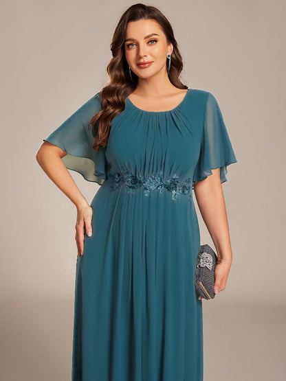 pretty ASPYN|Plus Size Pleated Waist Applique Maxi Bridesmaid Dress
