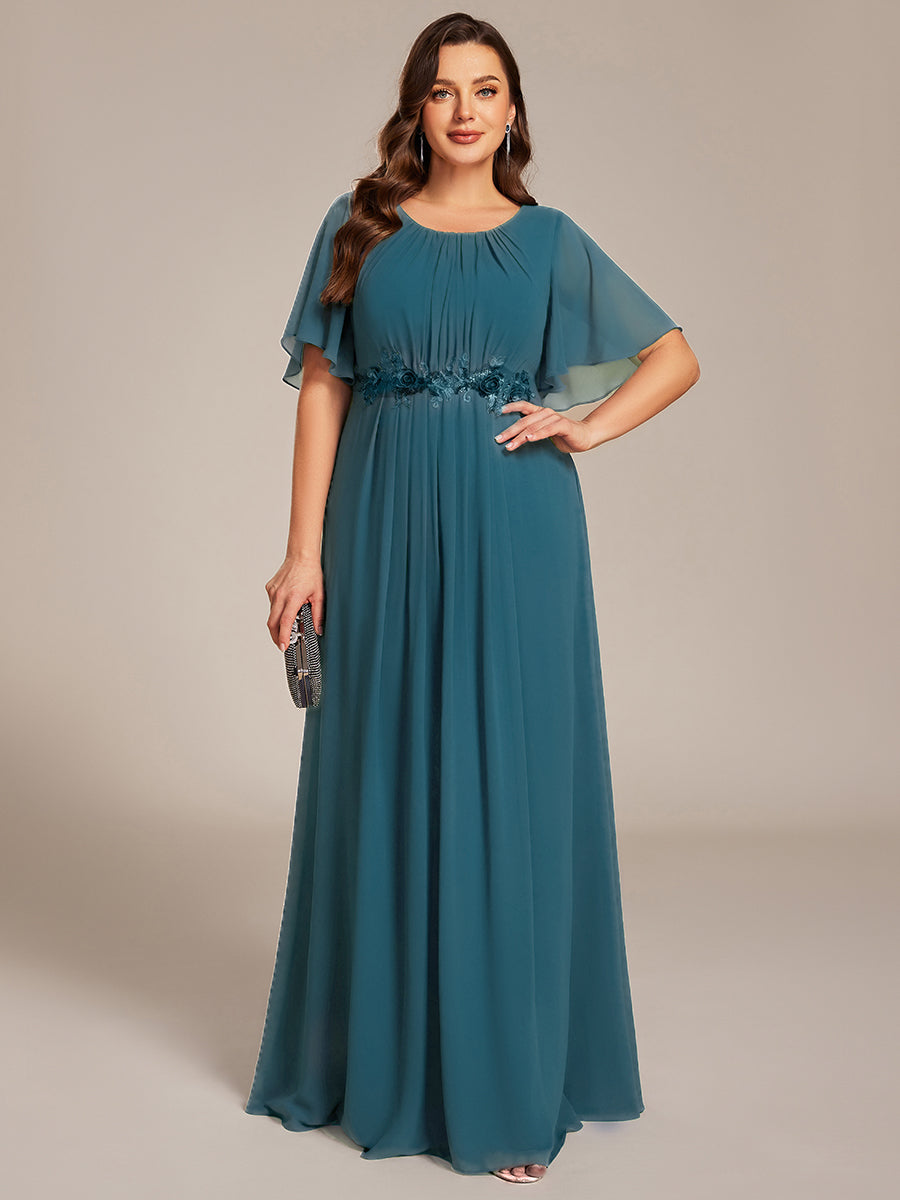 pretty ASPYN|Plus Size Pleated Waist Applique Maxi Bridesmaid Dress