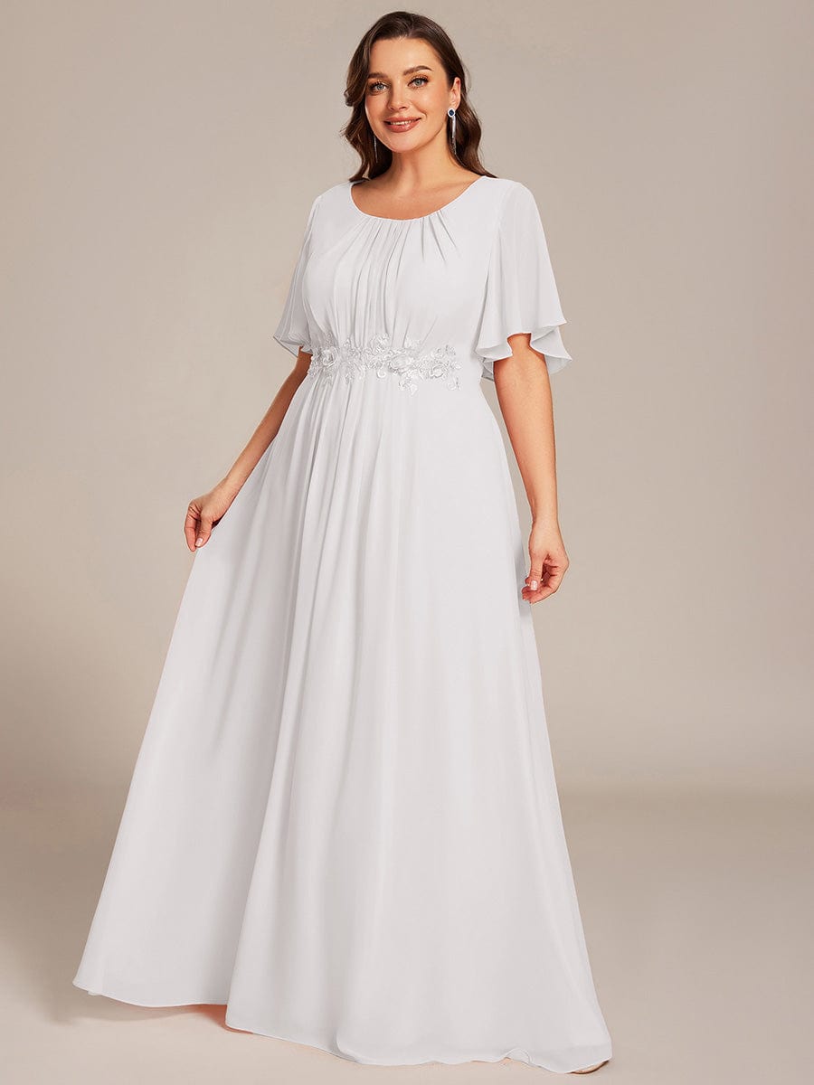 pretty ASPYN|Plus Size Pleated Waist Applique Chiffon Maxi Formal Dress