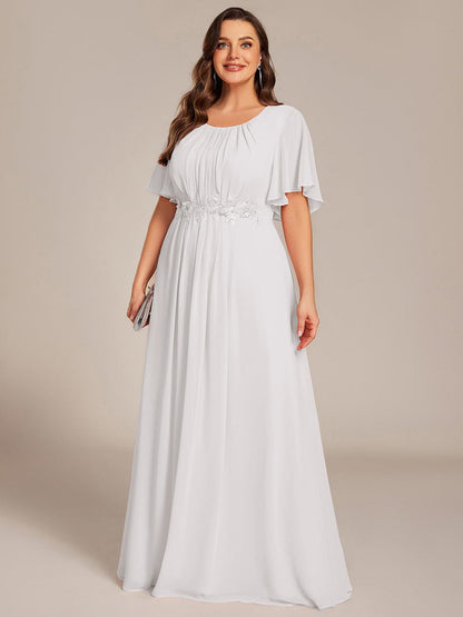 pretty ASPYN|Plus Size Pleated Waist Applique Chiffon Maxi Formal Dress