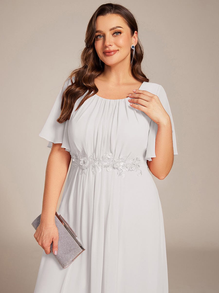 pretty ASPYN|Plus Size Pleated Waist Applique Maxi Bridesmaid Dress