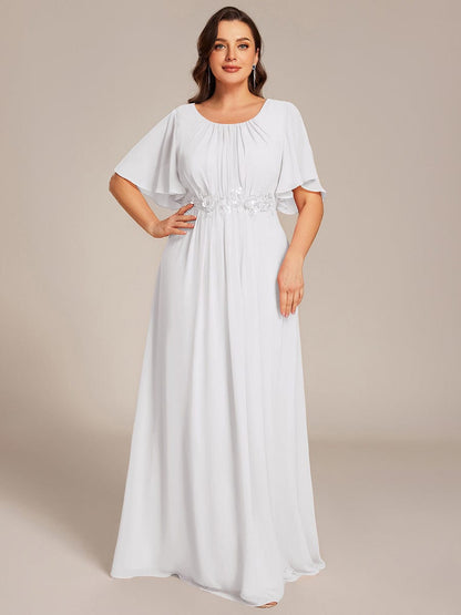 pretty ASPYN|Plus Size Pleated Waist Applique Chiffon Maxi Formal Dress