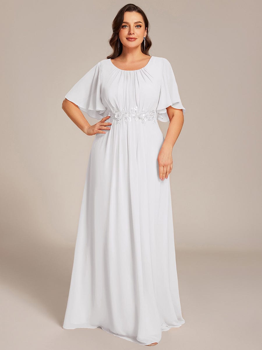 pretty ASPYN|Plus Size Pleated Waist Applique Maxi Bridesmaid Dress