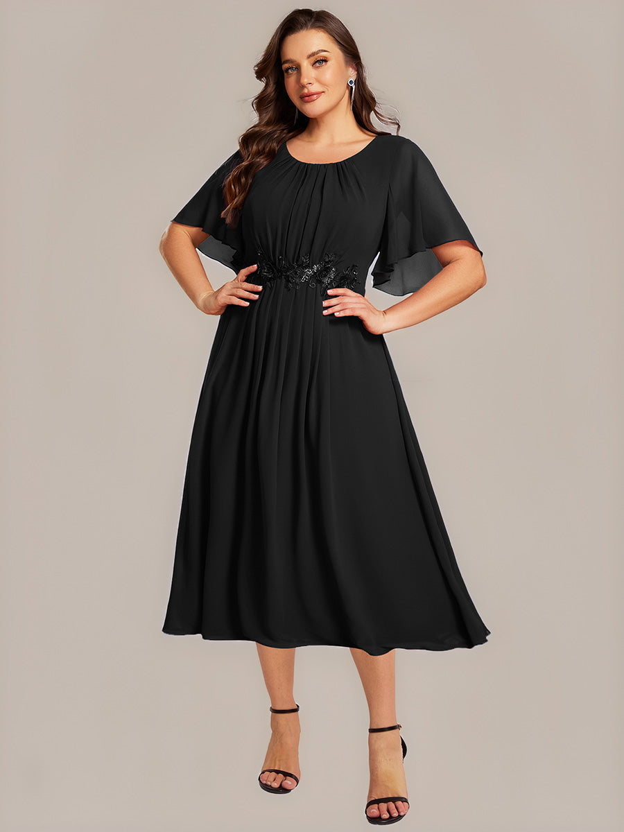 ever PORTIA|Applique Ruffle Sleeve Mide Dress