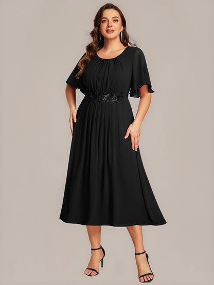 ever PORTIA|Applique Ruffle Sleeve Mide Dress