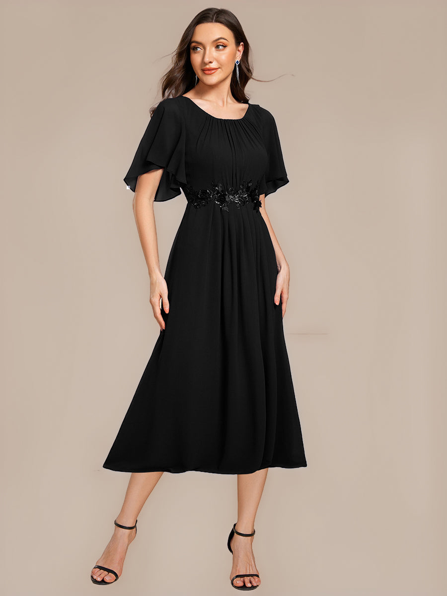 ever PORTIA|Applique Ruffle Sleeve Mide Dress