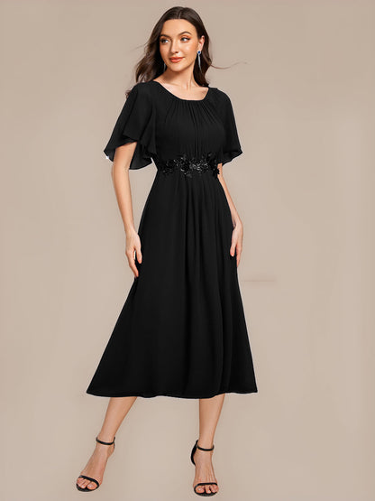 ever PORTIA|Applique Ruffle Sleeve Mide Dress