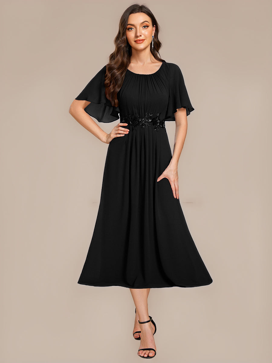 ever PORTIA|Applique Ruffle Sleeve Mide Dress