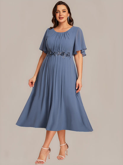 ever PORTIA|Applique Ruffle Sleeve Mide Dress