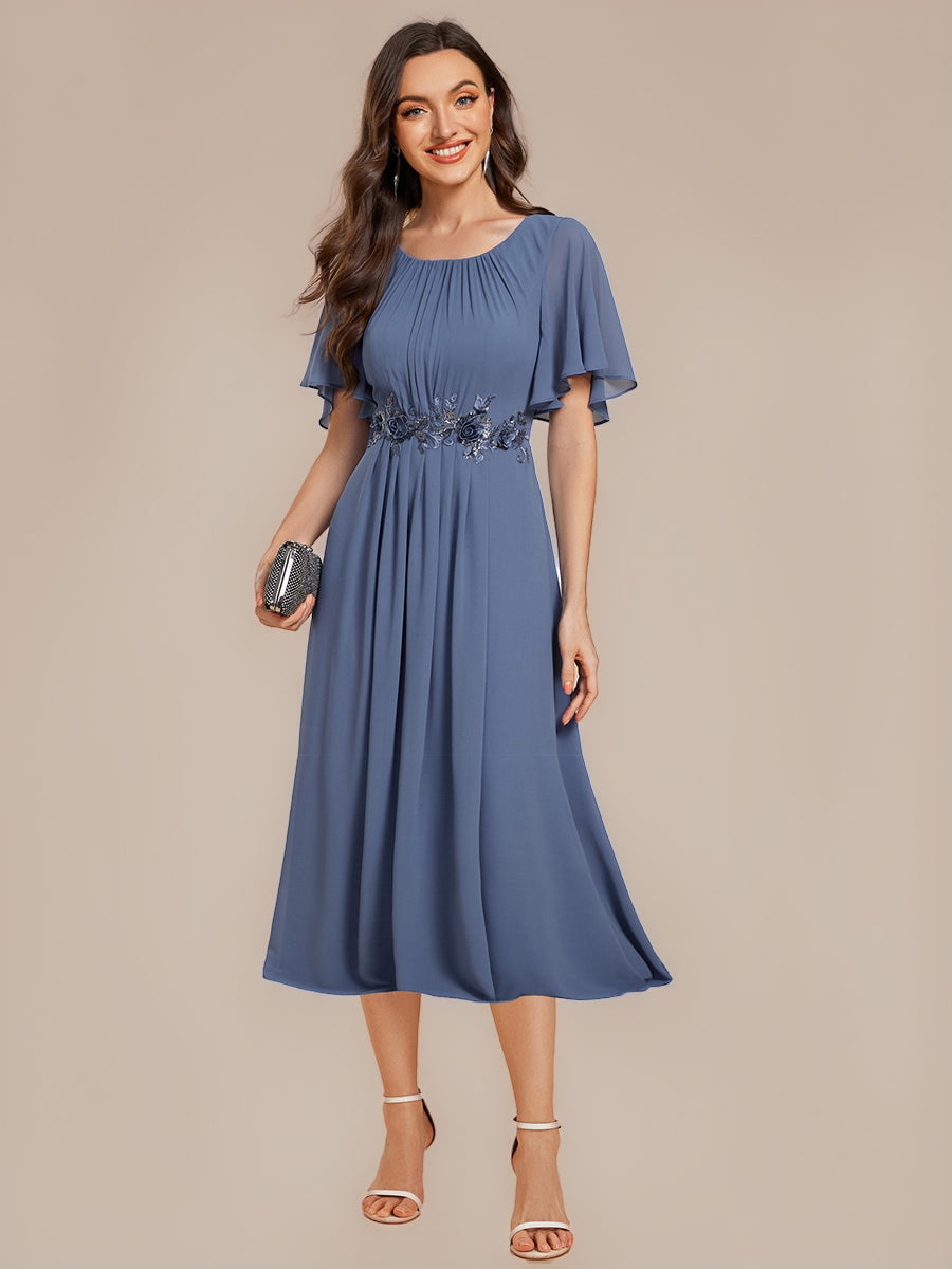 ever PORTIA|Applique Ruffle Sleeve Mide Dress