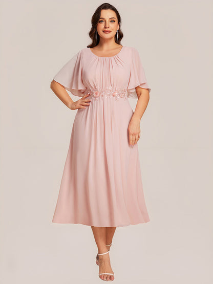 ever PORTIA|Applique Ruffle Sleeve Mide Dress