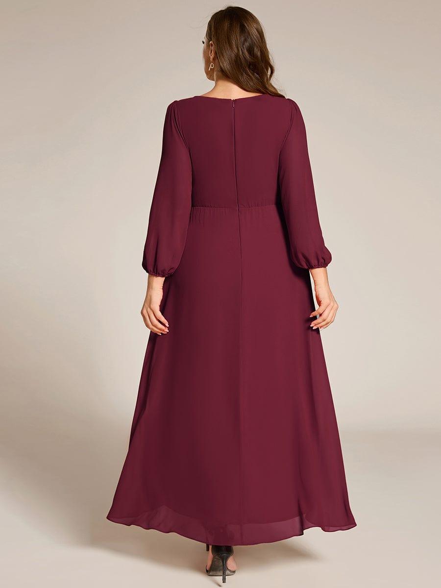 ever MARYAM|Plus Size V-Neck Long Sleeves Chiffon Formal Evening Dress with Applique