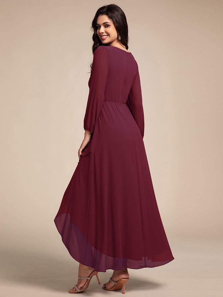 ever MARYAM|Long Lantern Sleeves Waist Applique Chiffon Formal Evening Dress