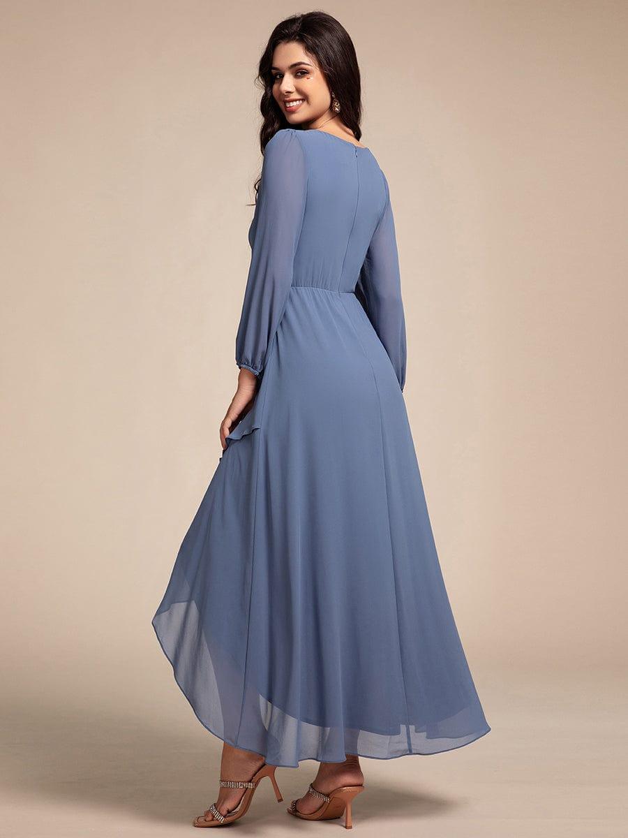 ever MARYAM|Long Lantern Sleeves Waist Applique Chiffon Formal Evening Dress